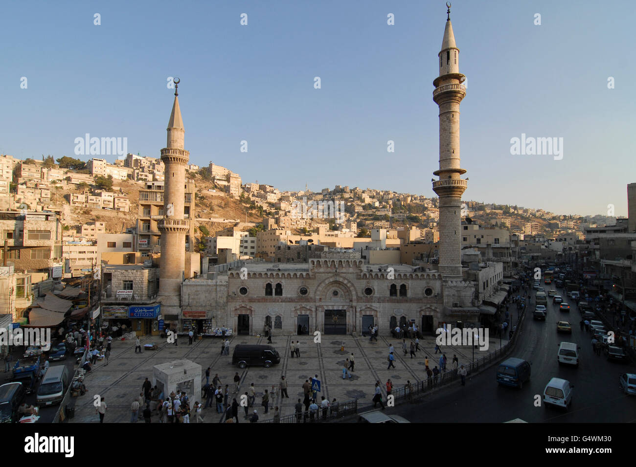 Jordanien, Amman, Al-Hussein-Moschee in der Innenstadt / JORDANIEN, Amman, Al-Hussein-Moschee in der Altstadt Stockfoto