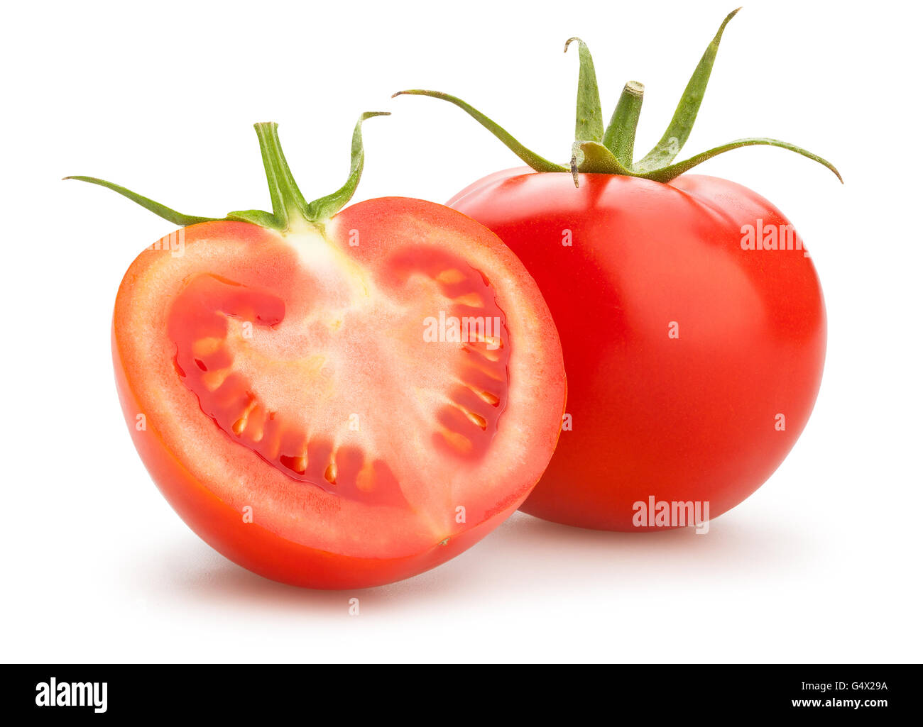 rote Tomaten, isoliert Stockfoto