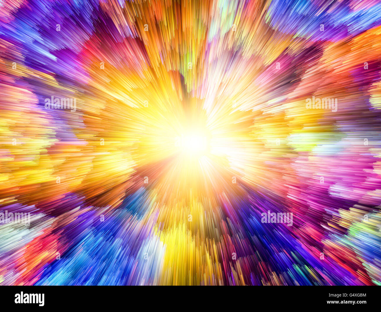 Farbe Explosion Serie. Zusammenspiel von bunten Streifen zum Thema Design, Kunst und Phantasie Stockfoto