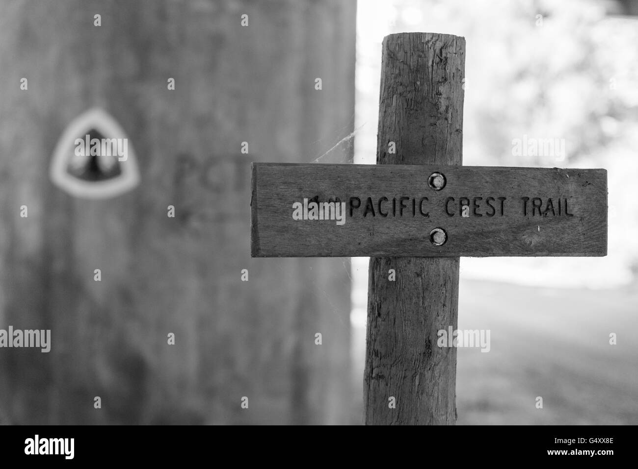USA, Oregon, Pacific Crest Trail, auf dem Pacific Crest Trail, Wegweiser Stockfoto