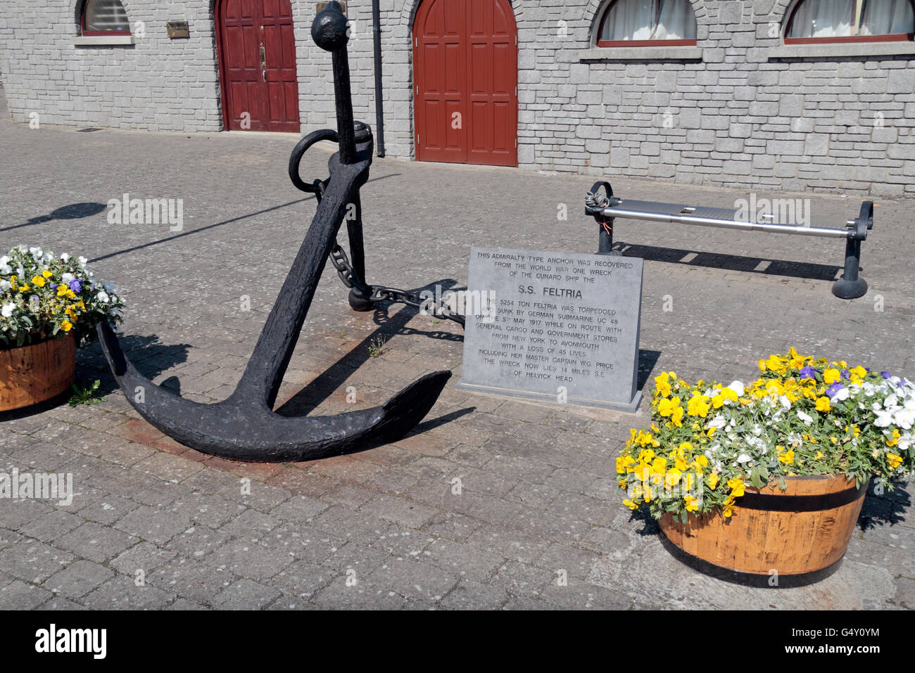Anker Recoveded aus dem Cunard WWI-Wrack der SS Feltria in Dungarvan, Co. Waterford, Irland (Eire). Stockfoto