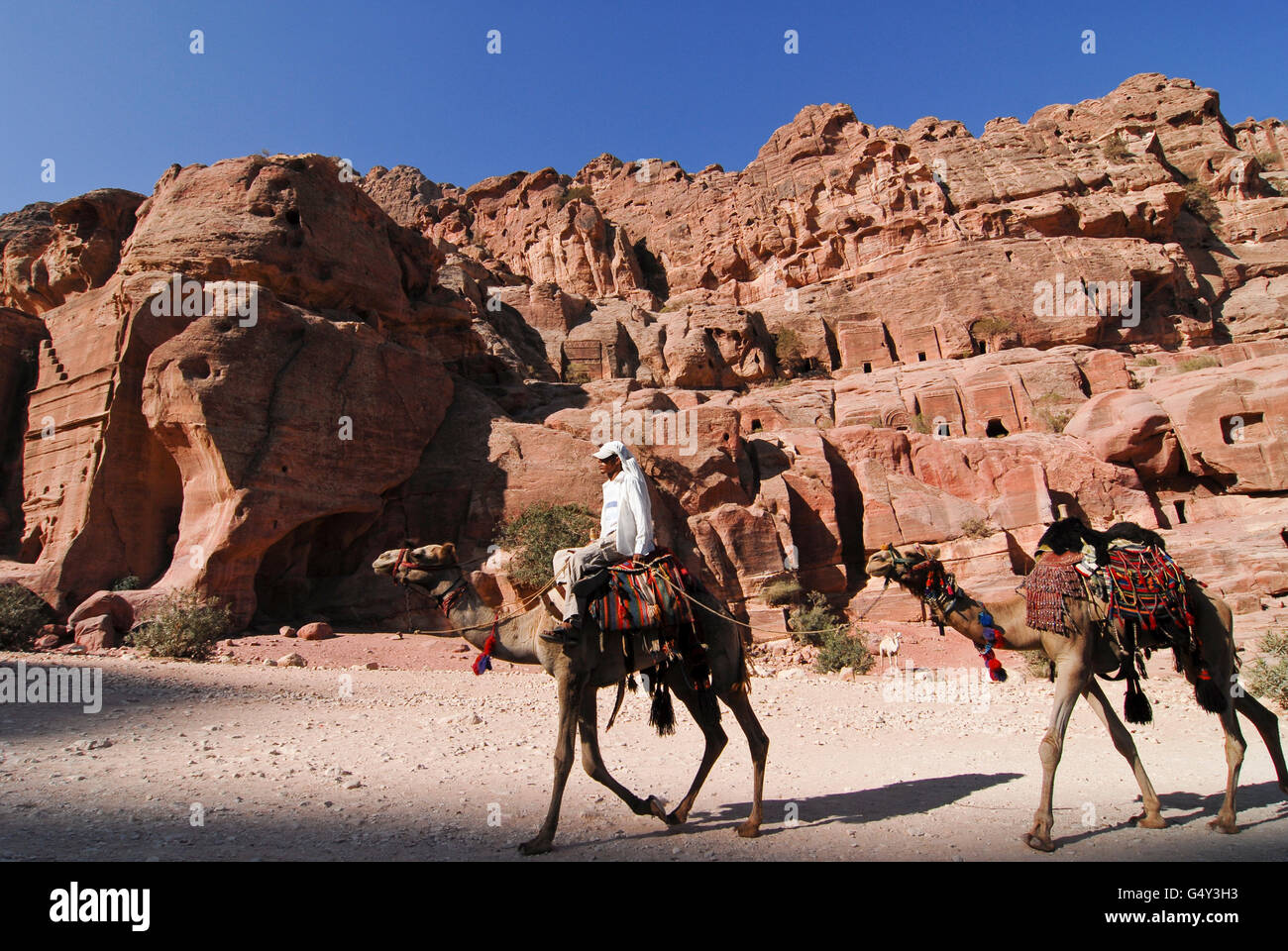 JORDAN, UNESCO-Welterbe archäologischen Ort Petra, ursprünglich bekannt als Raqmu zu den Nabatäern / JORDANIEN, Historische Nabataeer Stadt Petra Stockfoto