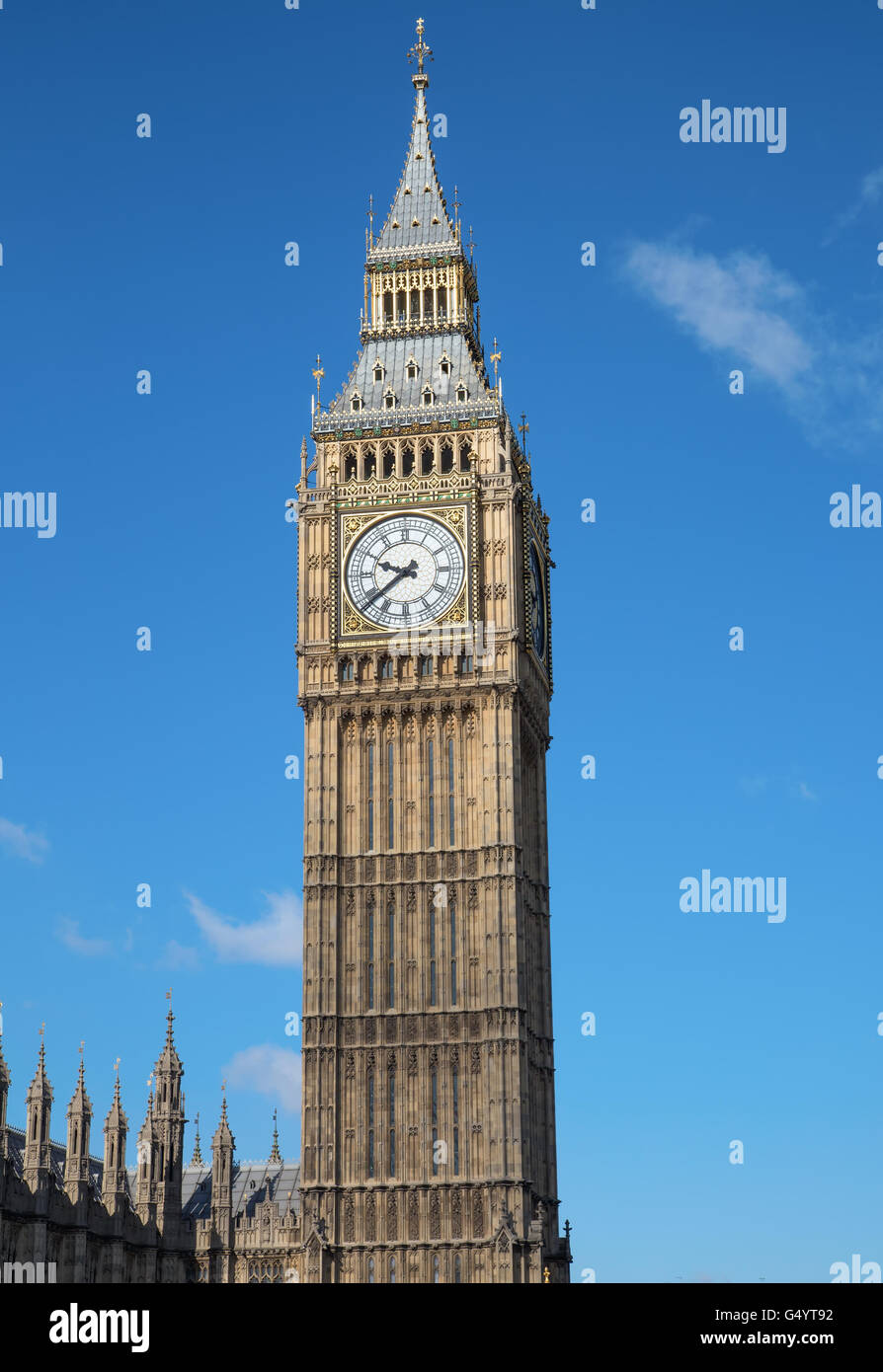 Uhrturm der berühmten Big Ben in London, Vereinigtes Königreich. Stockfoto