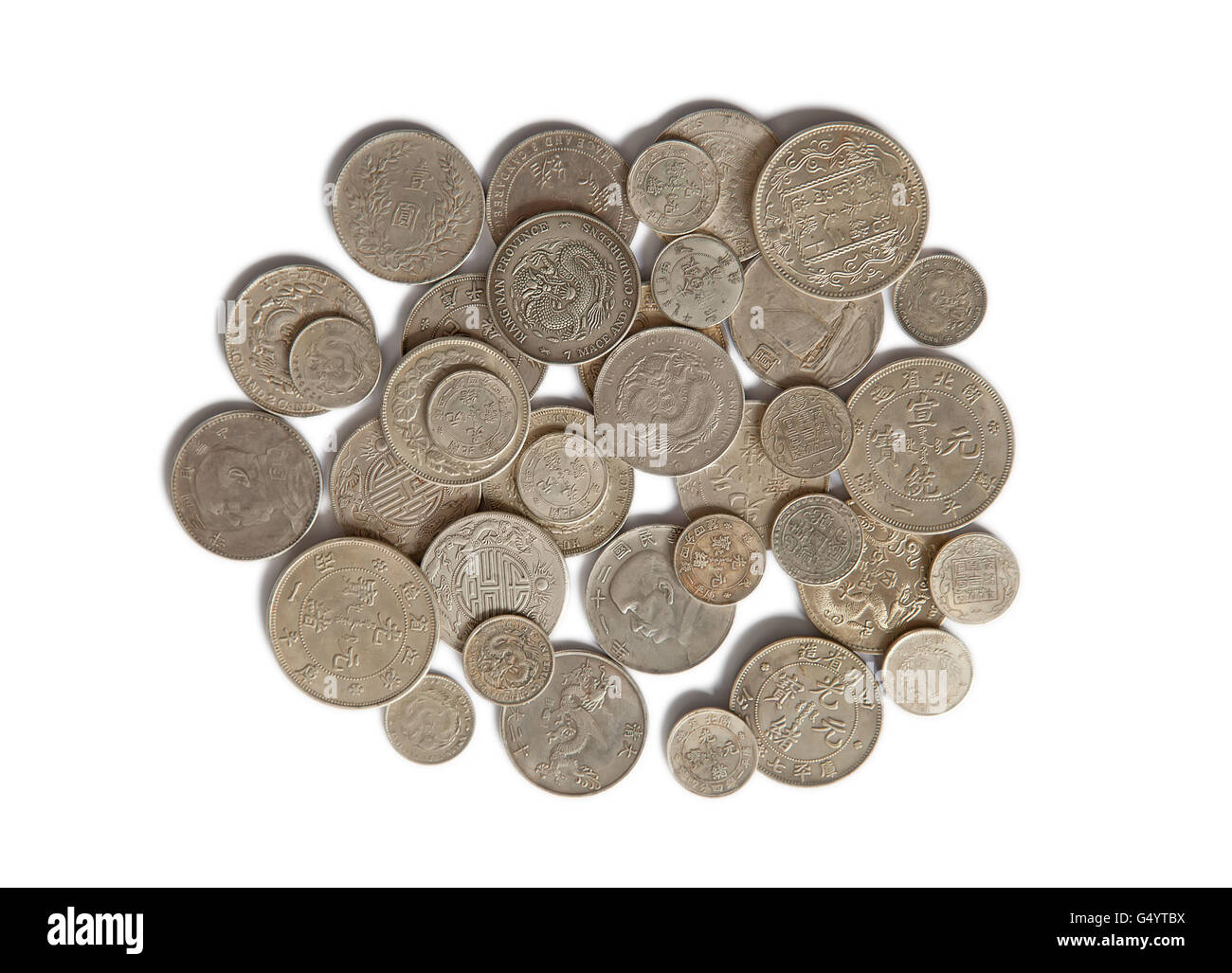 Riesiger Haufen der China Münzen Stockfoto