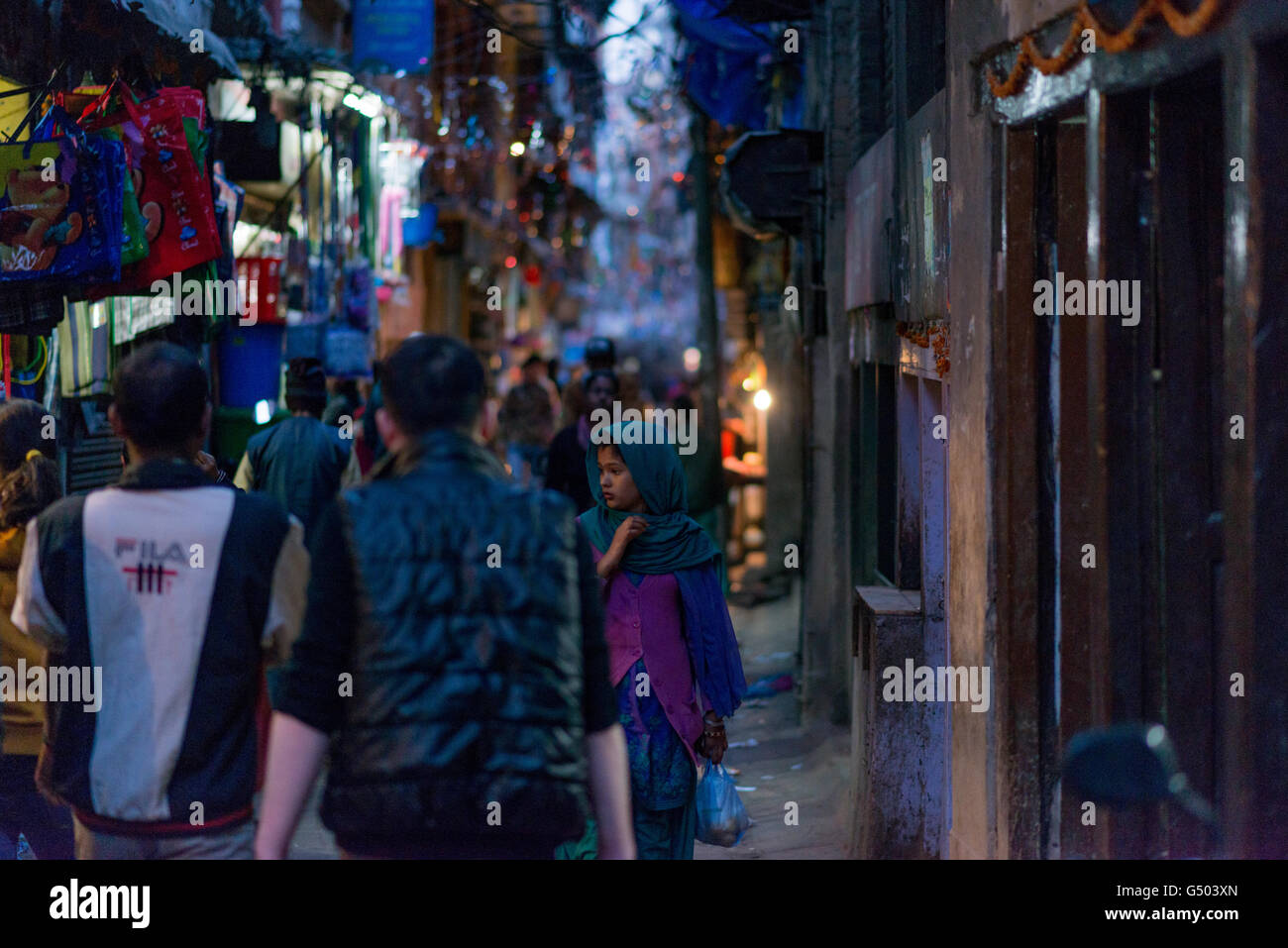 Nepal, Zentralregion, Kathmandu, in der Nacht in den Straßen von Tyauda ein Stadtteil von Kathmandu Stockfoto