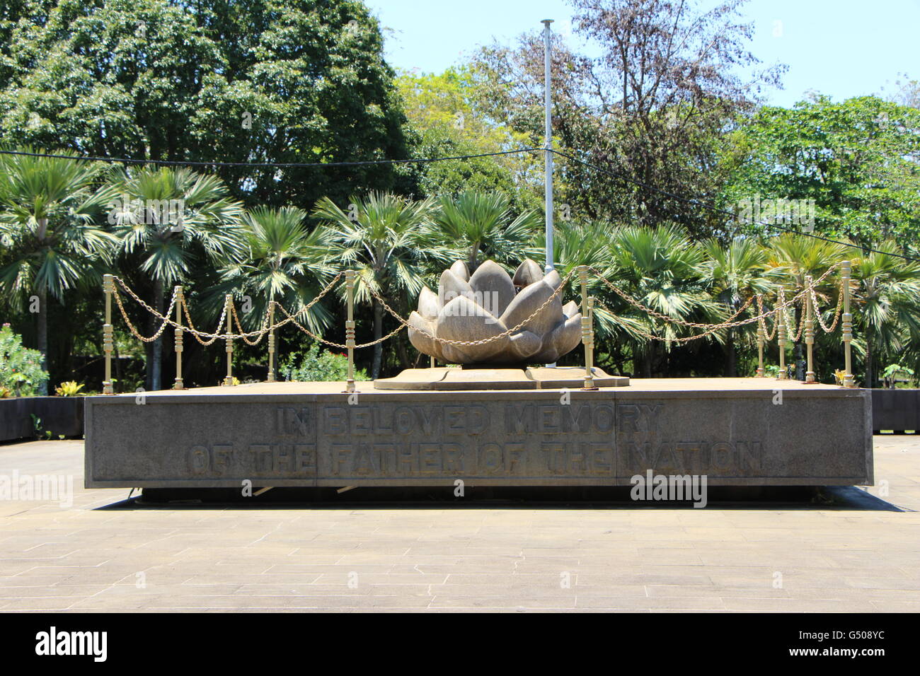 Denkmal am Sir Seewoosagur Ramgoolam Botanical Gardens Stockfoto