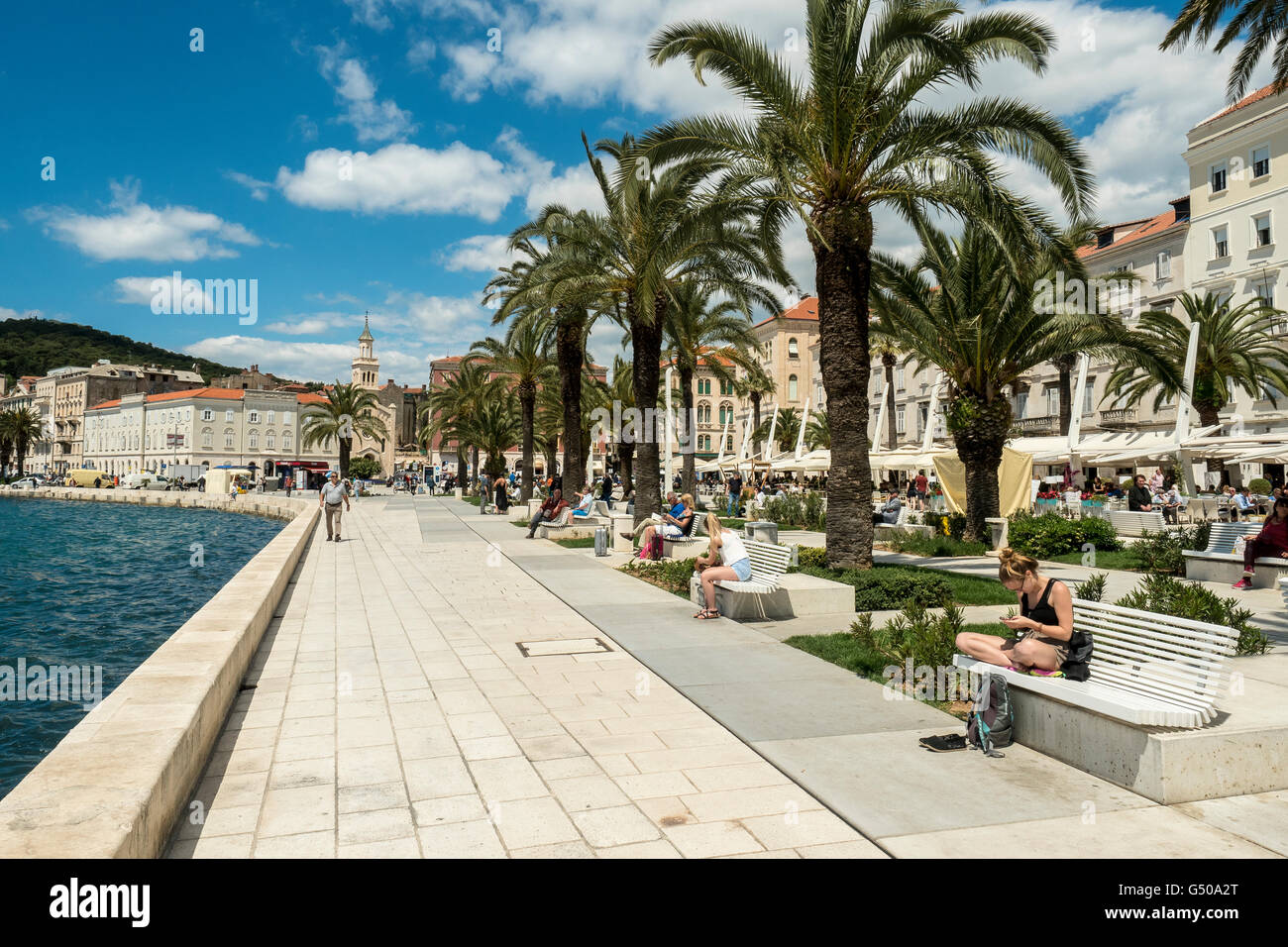 Die Strandpromenade Esplanade, Split, Kroatien, dalmatinische Küste Stockfoto