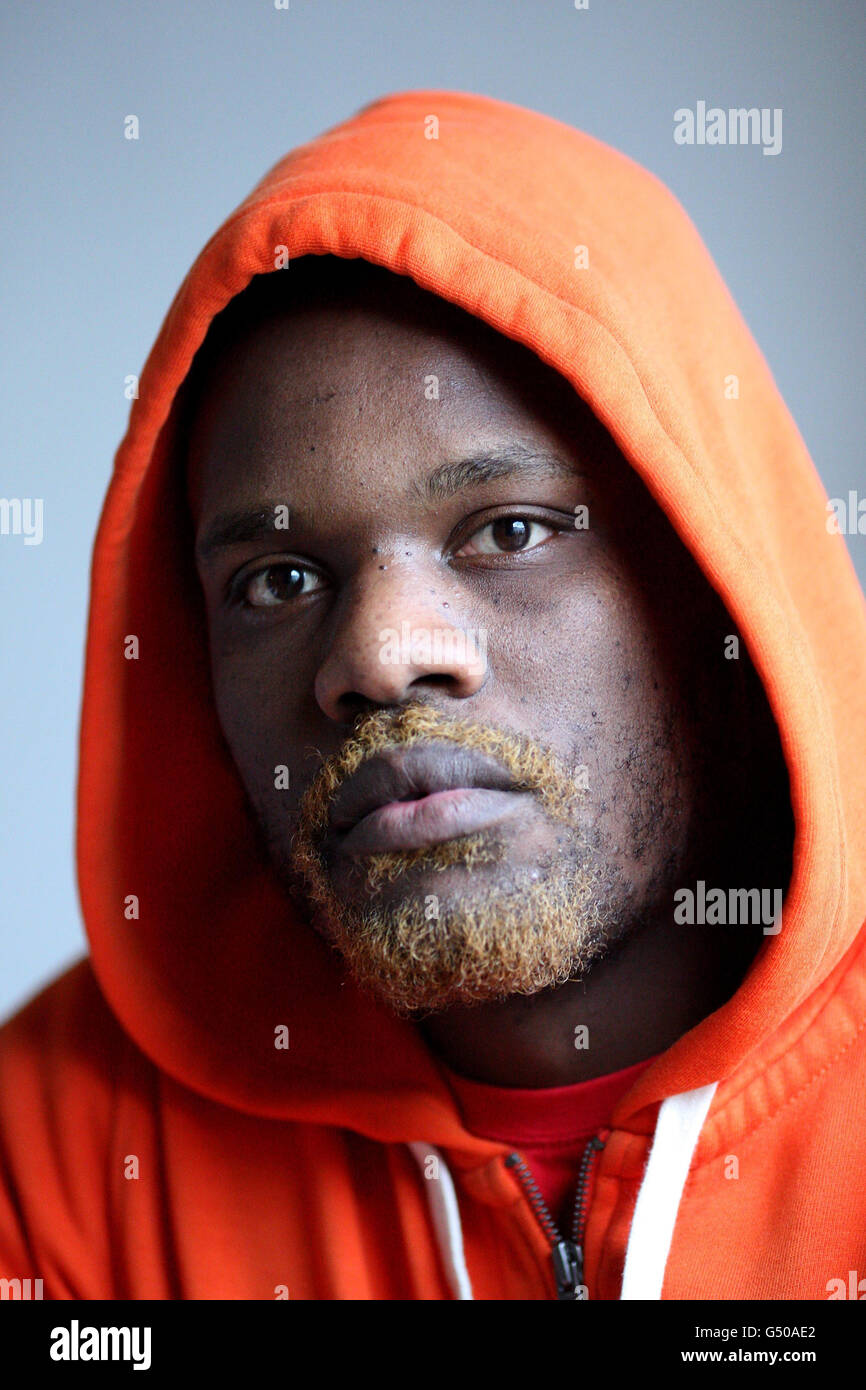 Filebild, datiert 25. Januar 2012, britischer Boxer Dereck Chisora im Training vor seinem WBC Schwergewicht Titelkampf mit Vitali Klitschko. Stockfoto