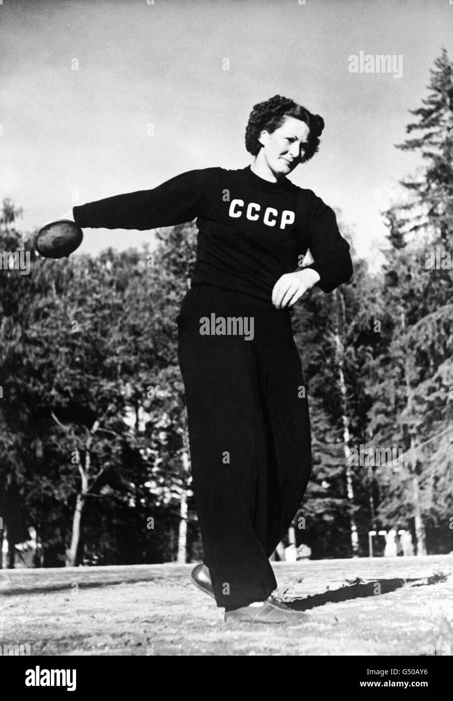 Leichtathletik - Helsinki Olympische Spiele 1952 - Damen Diskus Stockfoto