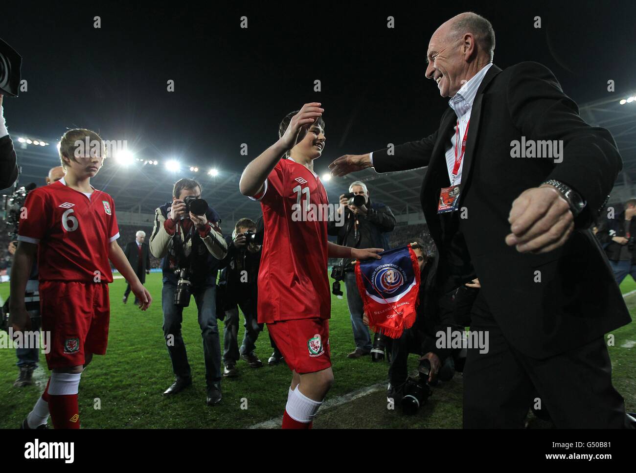 Fußball - internationale Freundschaftsspiele - Gary Speed Memorial Match - Wales V Costa Rica - Cardiff City Stadium Stockfoto