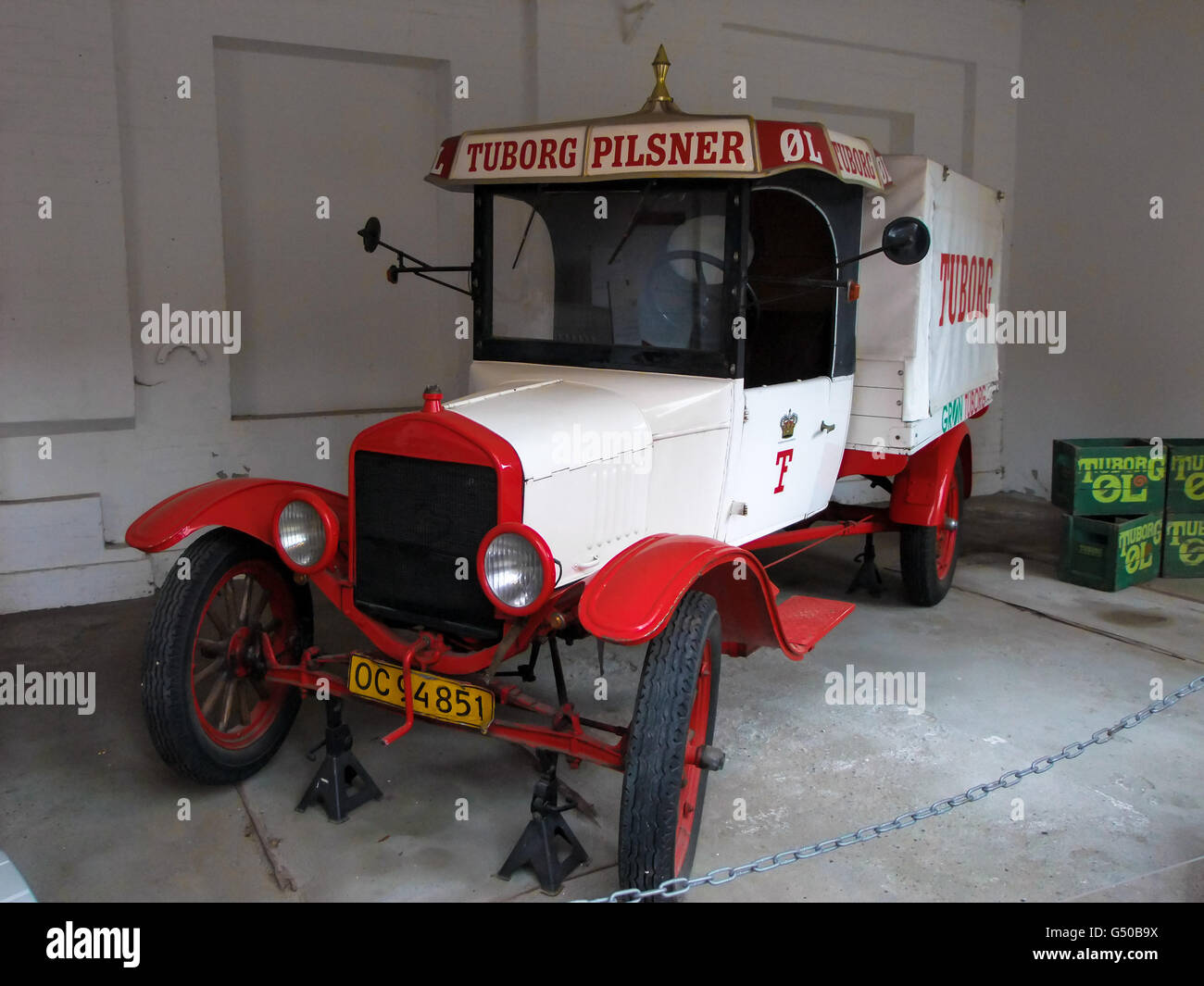 Ein antiker LKW werksseitig Carlsberg in Kopenhagen Stadt, Dänemark. Stockfoto