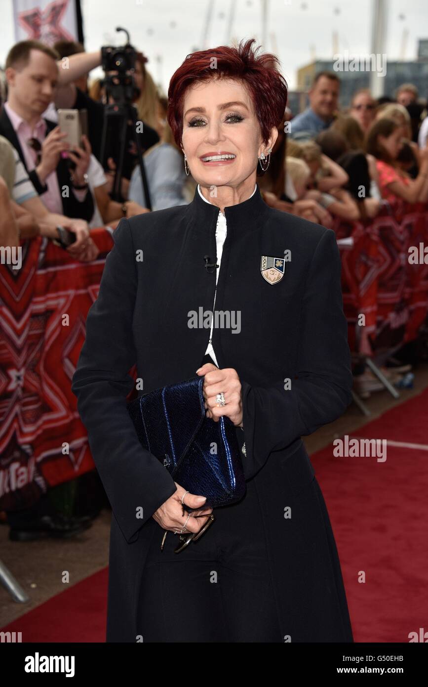 Sharon Osbourne kommt bei dem Excel, London, vor der London Auditions für die kommende Serie von X-Factor. Stockfoto