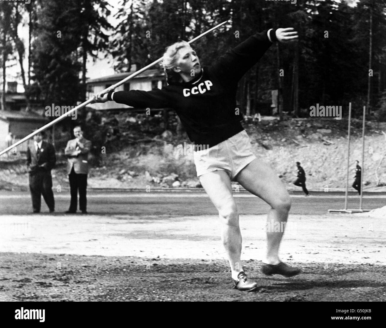 Leichtathletik - Helsinki Olympische Spiele 1952 - Speerwurf Stockfoto