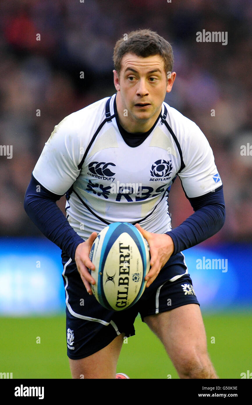 Rugby Union - RBS 6 Nations Championship 2012 - Schottland gegen Frankreich - Murrayfield. Greig Laidlaw, Schottland Stockfoto