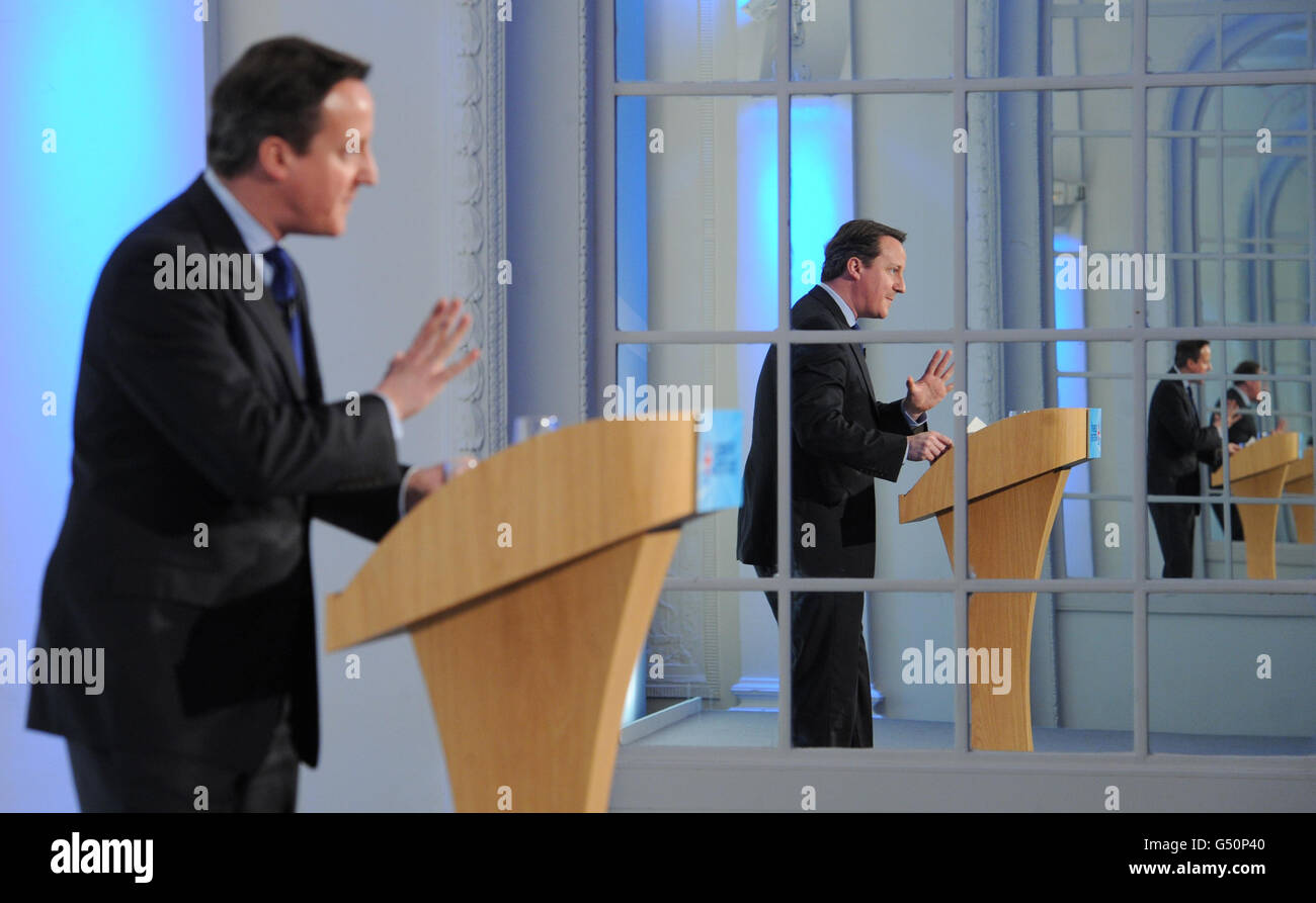 Premierminister David Cameron spricht vor dem Frühjahrsforum der Konservativen Partei im Zentrum von London. Stockfoto