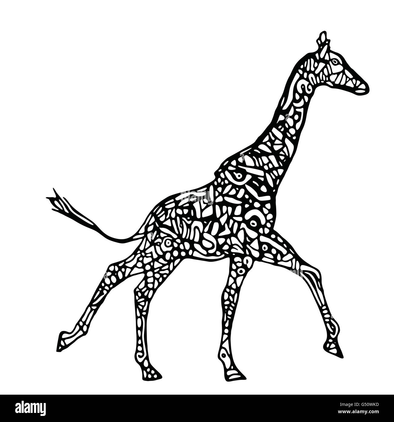 Laufende giraffe Vektor. Schwarze und weiße giraffe Abbildung Stock Vektor