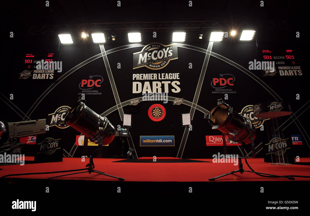 Darts - McCoys Premier League Darts 2012 - Westpoint Arena. Ein allgemeiner Blick auf die Bühne Stockfoto