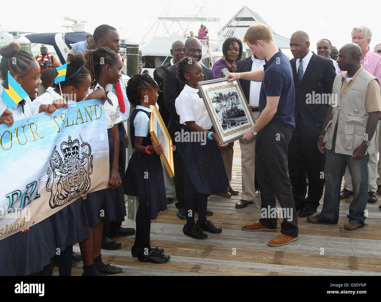 Prinz Harry zu besuchen, auf den Bahamas - Tag eins Stockfoto