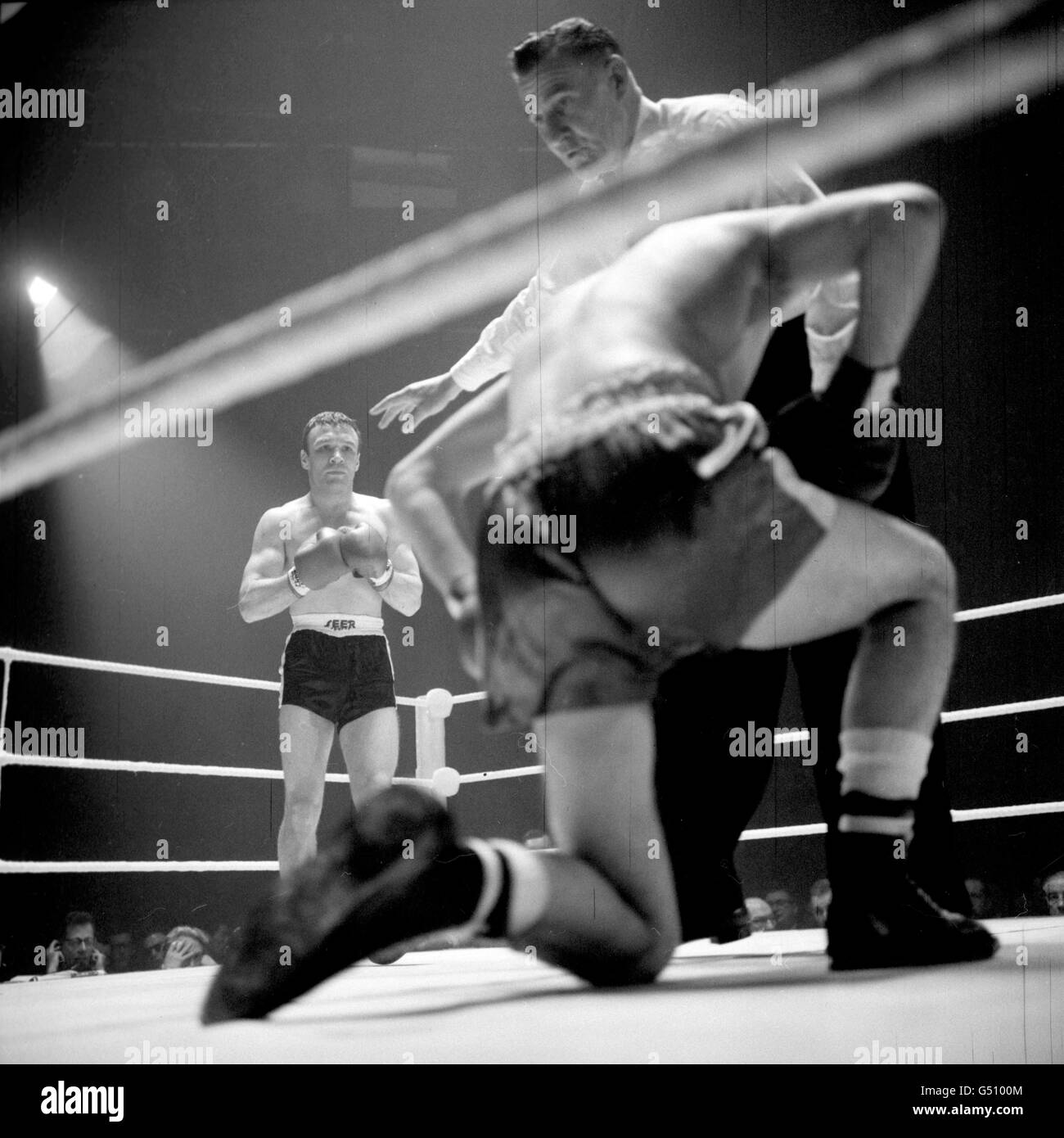 Boxen - British Lightweight Titel - Dave Charnley V Maurice Cullen - Königshalle, Manchester Stockfoto