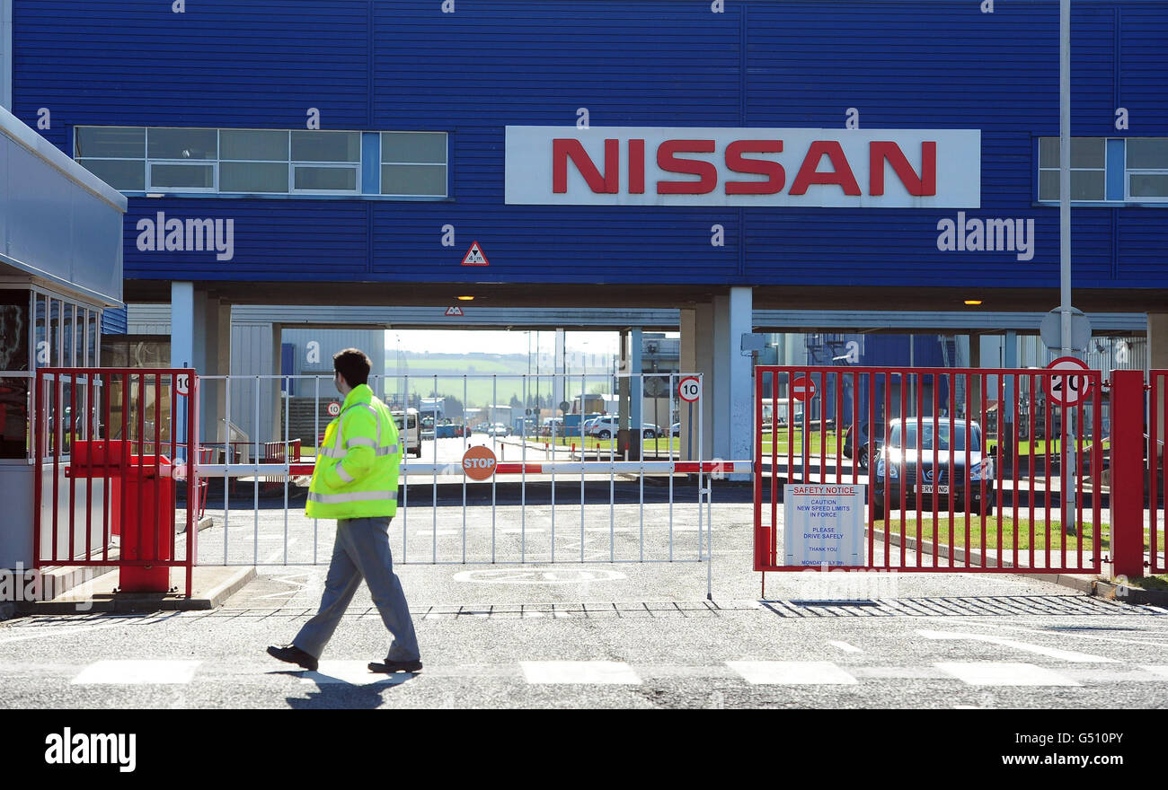 Eine allgemeine Ansicht der Nissan-Fabrik in Sunderland, da der japanische Automobilgigant heute der Wirtschaft einen enormen Schub verleihen wird, indem er Pläne ankündigt, im Rahmen eines Investitionsprogramms von £125 Millionen ein neues Modell in seinem britischen Werk zu bauen, das 2,000 neue Arbeitsplätze schafft. Stockfoto