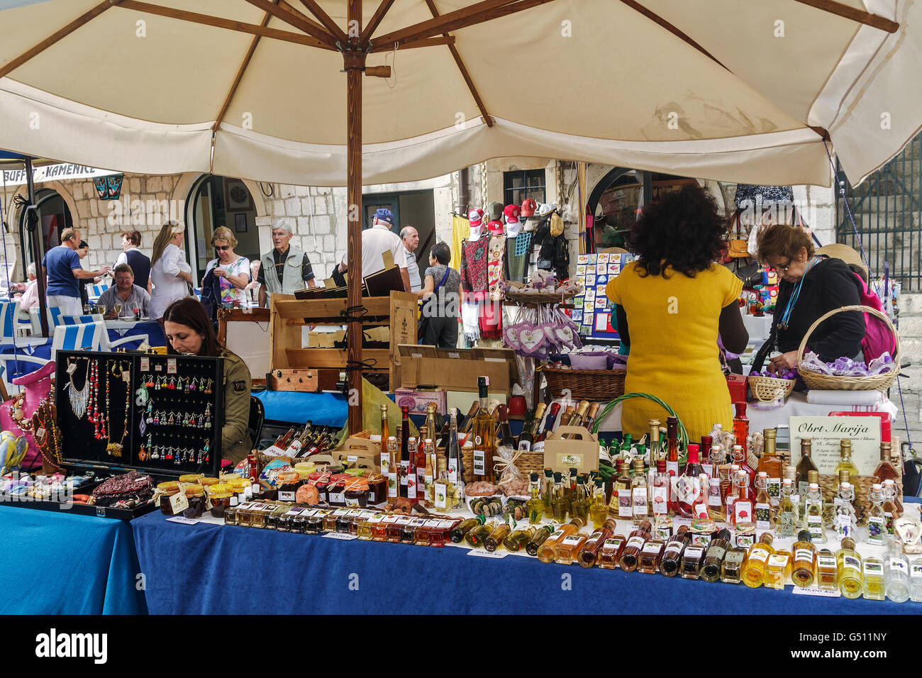 Freien Markt Getränke Stall Dubrovnik Kroatien Stockfoto