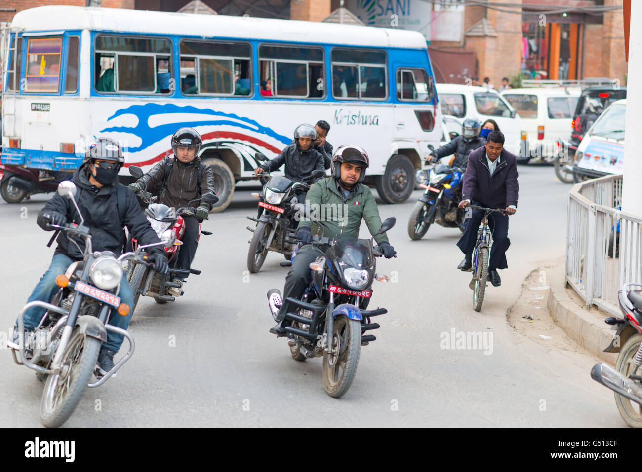 Nepal, Zentralregion, Kathmandu, Motorrad Transport in Kathmandu Stockfoto