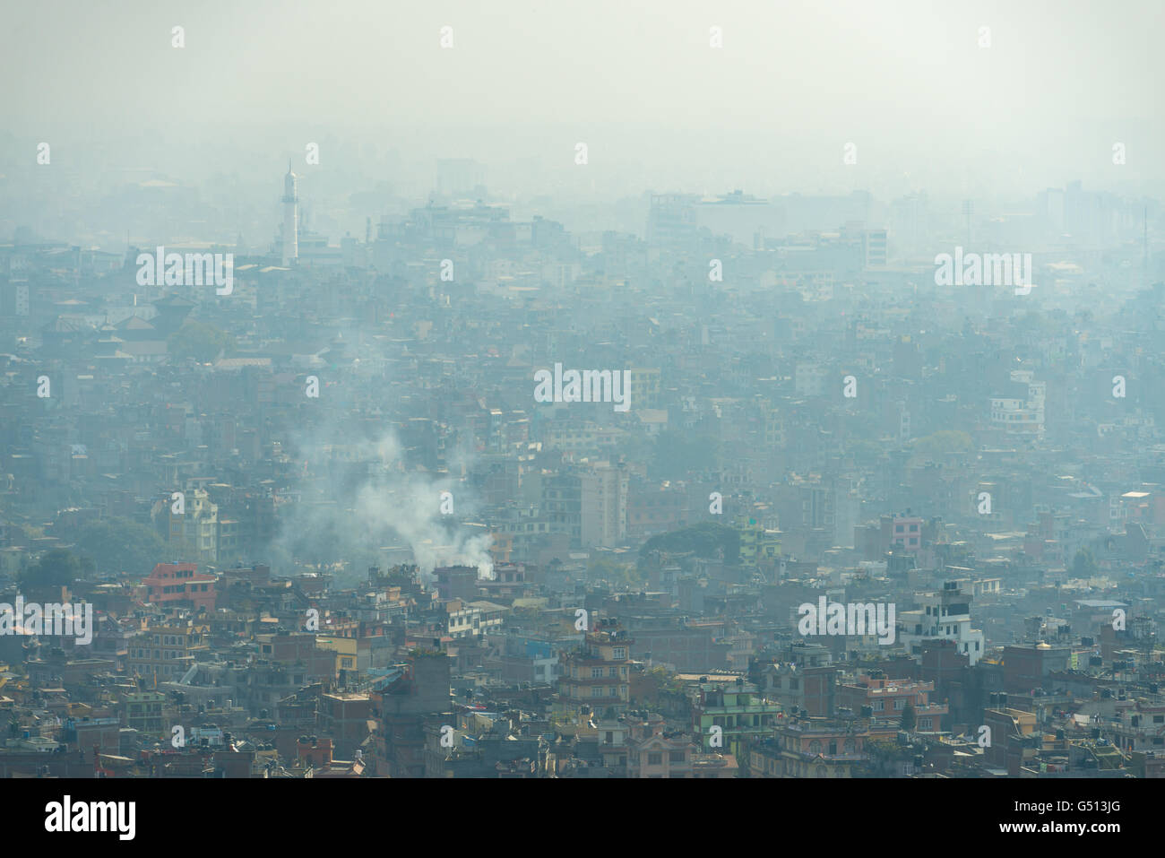 Nepal, Zentralregion, Kathmandu, Blick auf Kathmandu aus der Stupa von Swayambhunath in Kathmandu Stockfoto