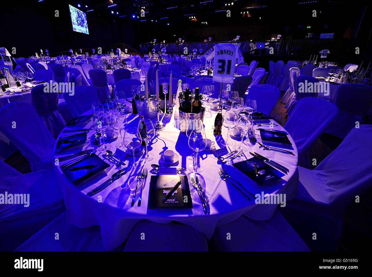 Fußball - The Football League Awards 2012 - The Brewery - London. Gesamtansicht der Tabellen bei den Football League Awards 2012 in der Brauerei, London. Stockfoto