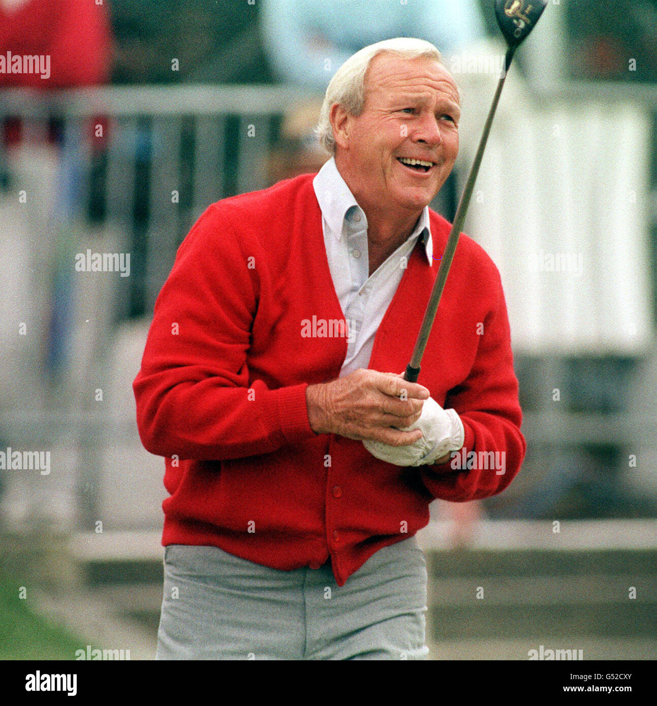arnold palmer red cardigan