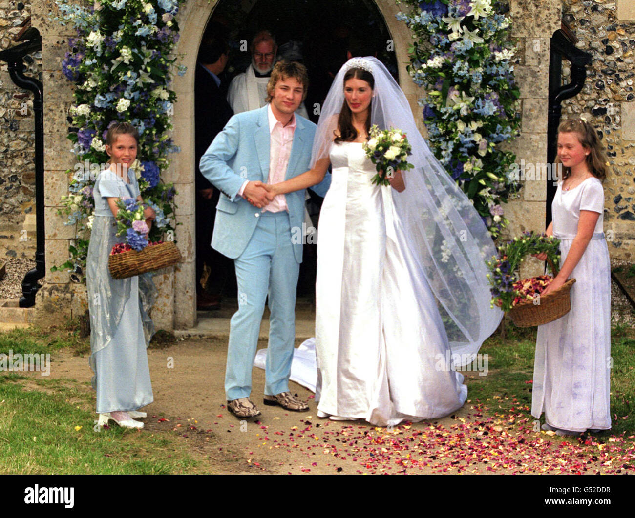 Jamie Oliver Hochzeit Braut Stockfoto