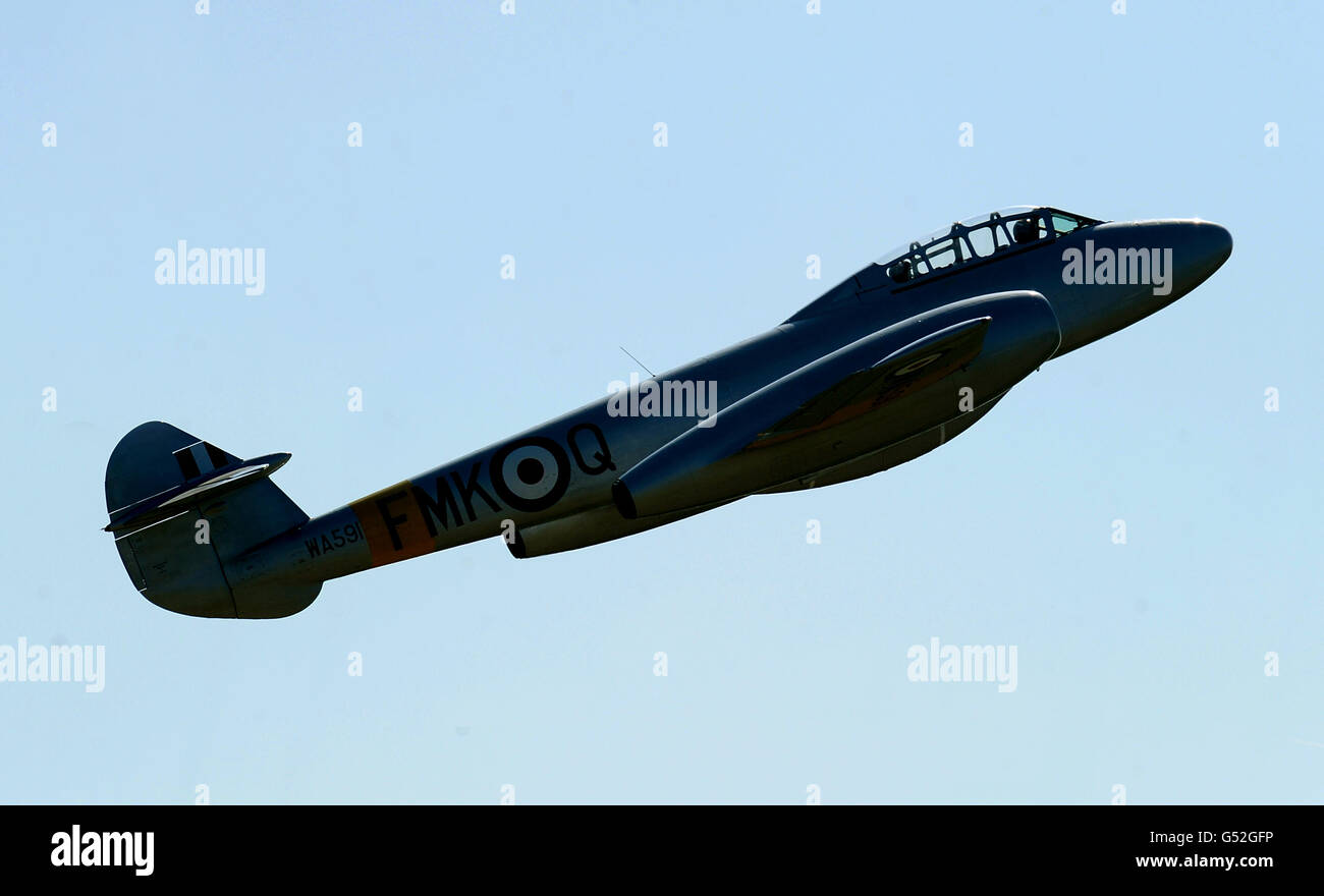 Gloster Meteor Flug in Coventry Stockfoto