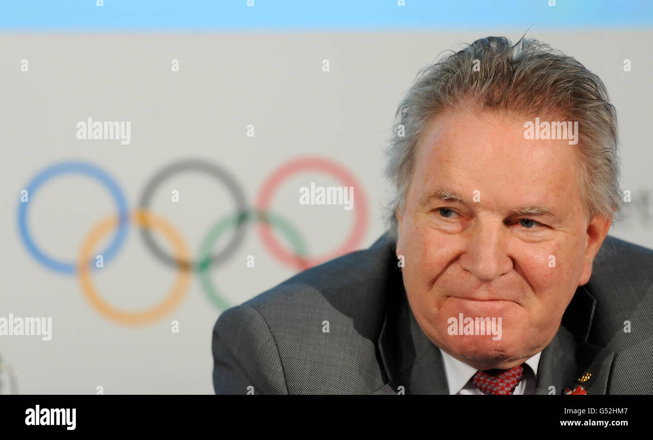 Denis Oswald, Vorsitzender des Internationalen Olympischen Komitees, während der Abschlusspressekonferenz der IOC-Koordinierungskommission in Deloitte, London. Stockfoto