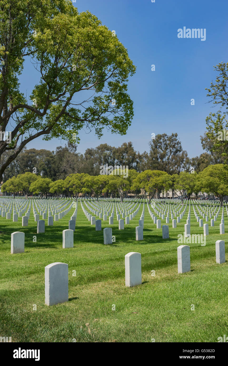 Amerikanischer Soldat Gräber in Los Angeles National Cemetery in Kalifornien. Stockfoto