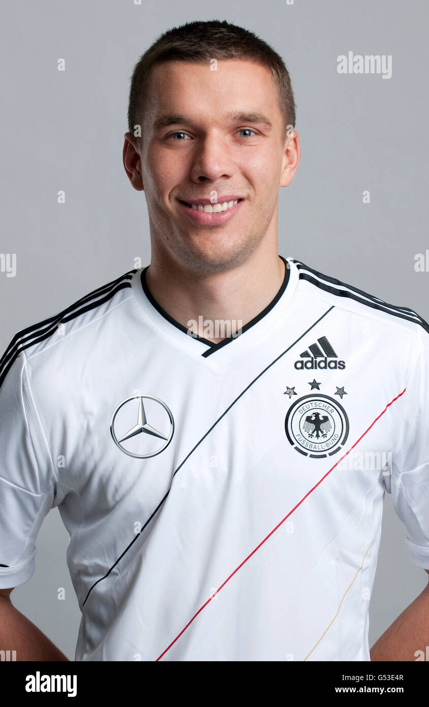 Lukas Podolski, auf das offizielle Porträt-Foto-Session von der deutschen Herren-Fußball-Nationalmannschaft, am 14.11.2011, Hamburg Stockfoto