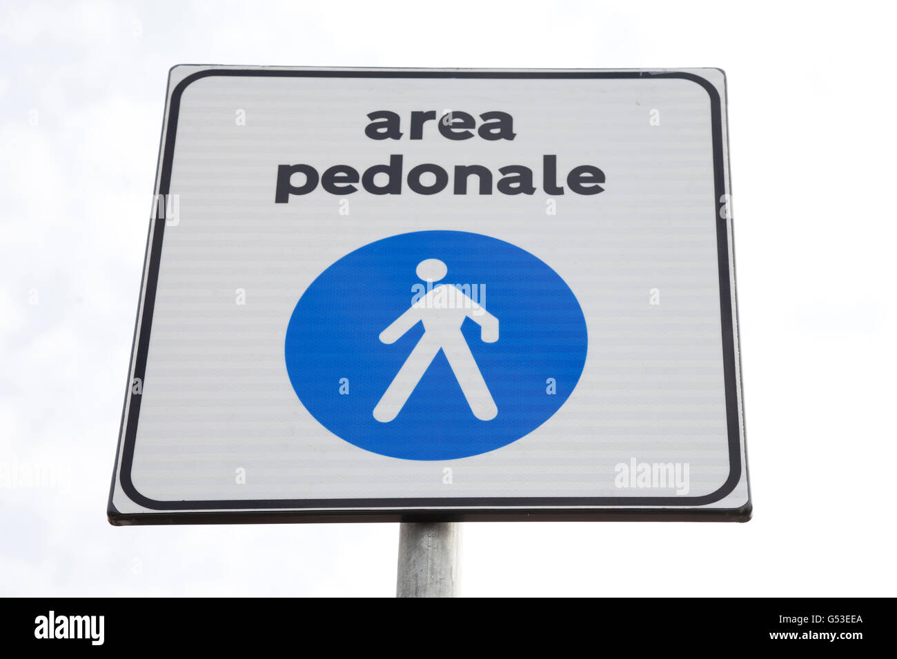 Zeichen, "Bereich Fußweg", Fußgängerzone, Gardasee, Lago di Garda, Veneto, Italien, Europa, PublicGround Stockfoto