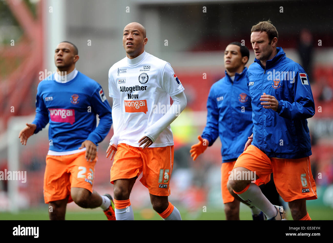 Fußball - npower Football League Championship - Nottingham Forest / Blackpool - City Ground. Alex Baptiste von Blackpool beim Aufwärmen Stockfoto