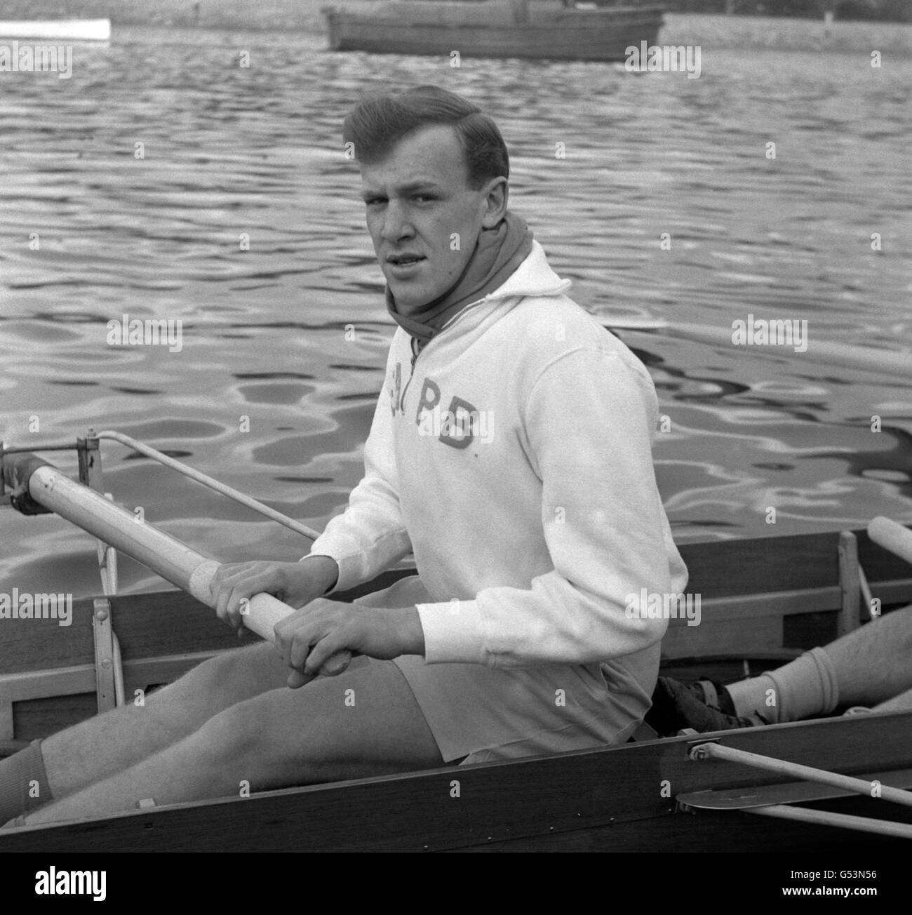 Rudern - The University Boat Race - Cambridge Crew - London. Der Cambridge Team Head, Ernest Augustus Paul Bircher. Stockfoto