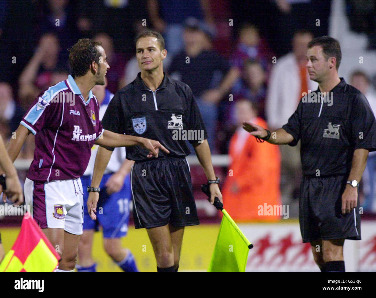 West Ham V Leics Di Canio & ref Stockfoto