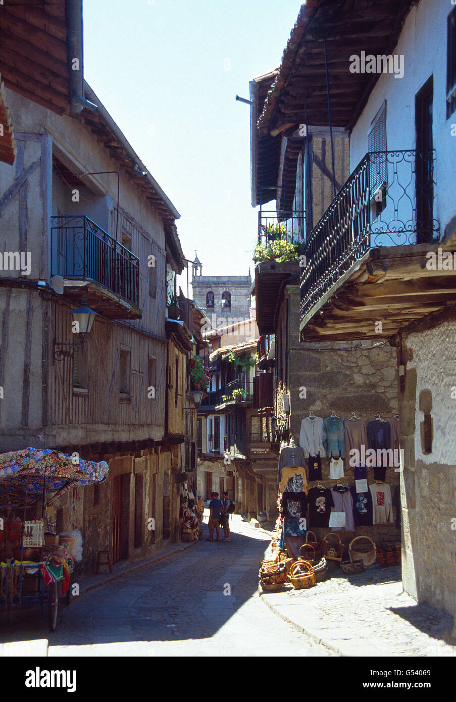 Straße. La Alberca, Salamanca Provinz Kastilien-Leon, Spanien. Stockfoto