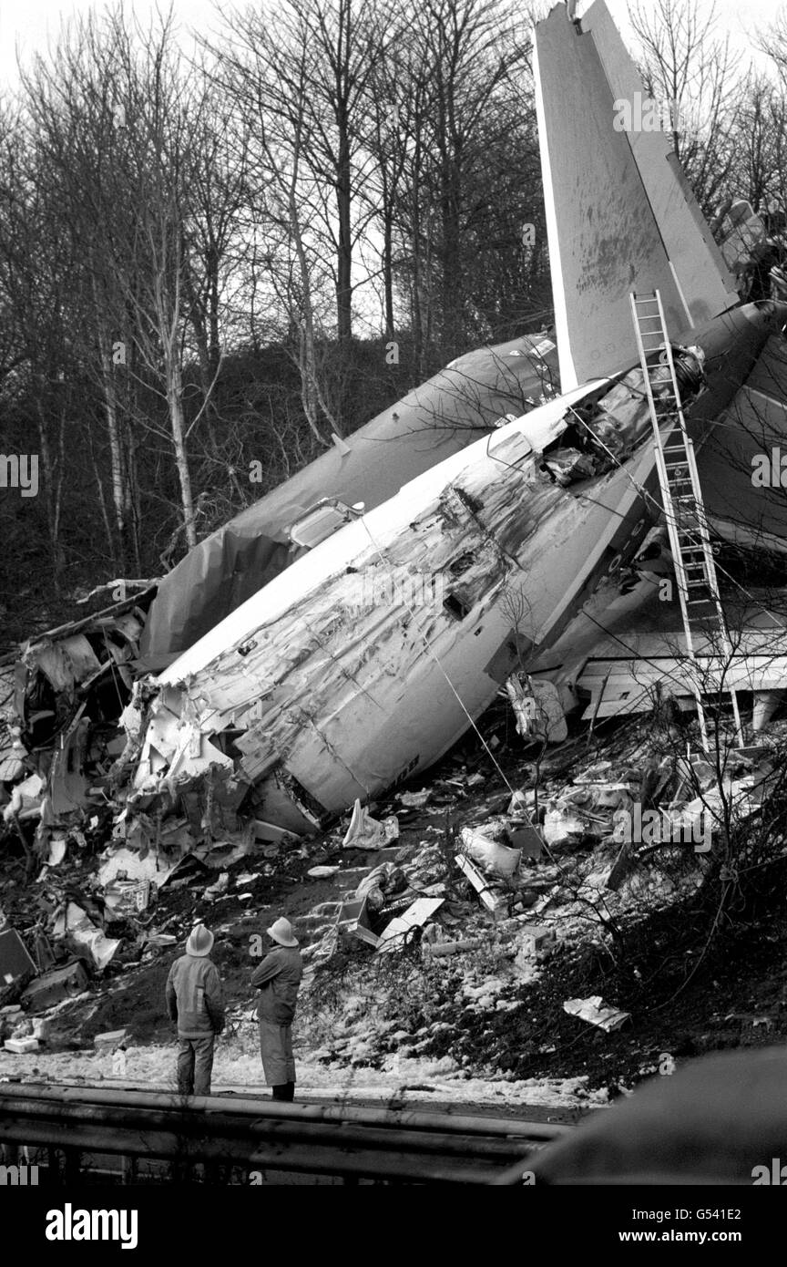 Katastrophen und Unfälle - Kegworth Flugzeugkatastrophe - M1, Leicestershire Stockfoto