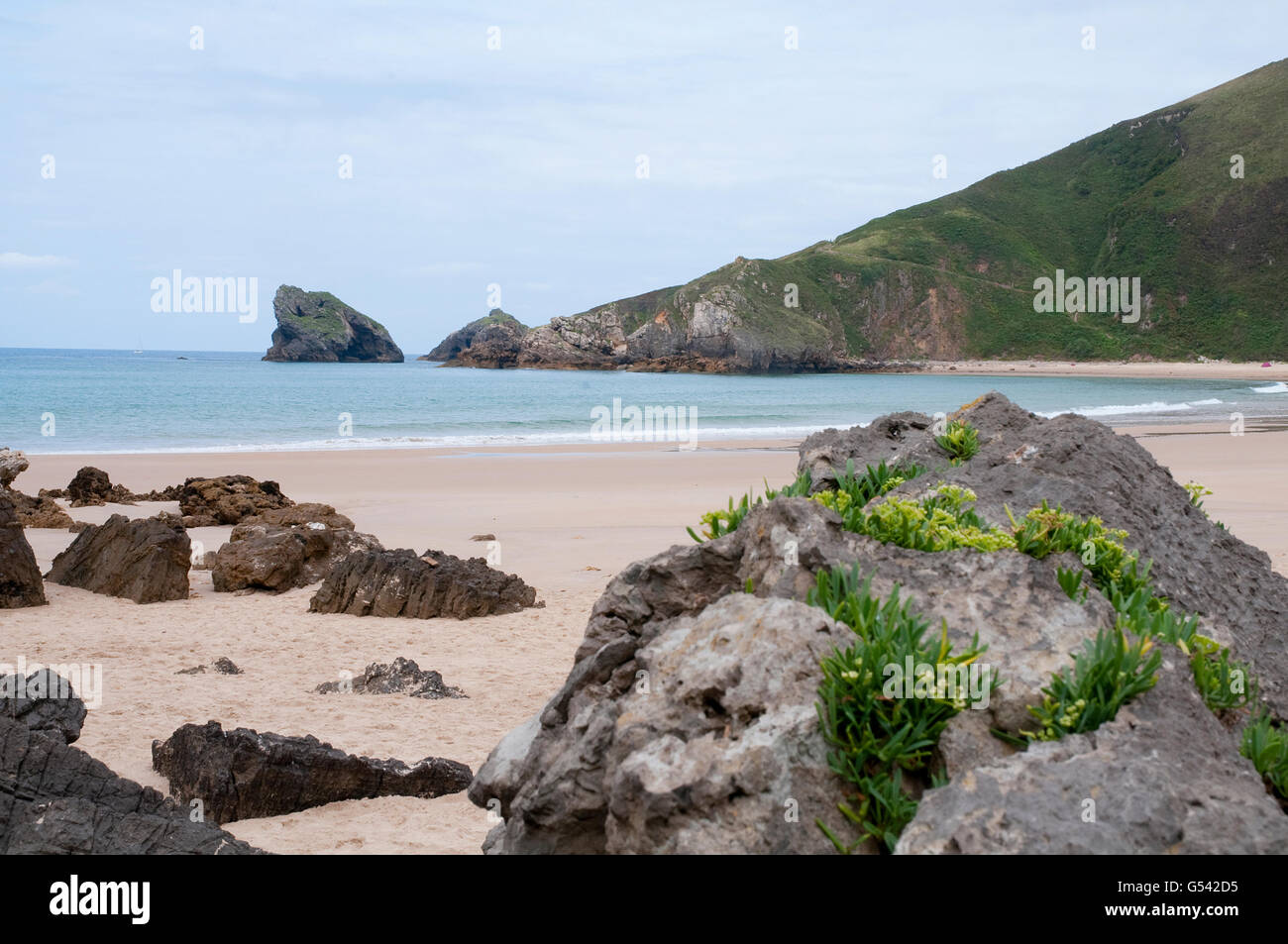 Torimbia Strand. Niembro, Asturien, Spanien. Stockfoto