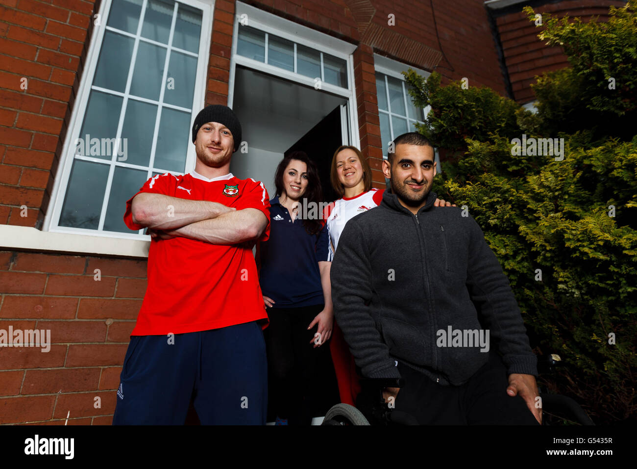 Die Briten Gareth Evans, Hannah Powell, Helen Jewell und Ali Jawad während der Fotocall in Weetwood, Leeds. Stockfoto