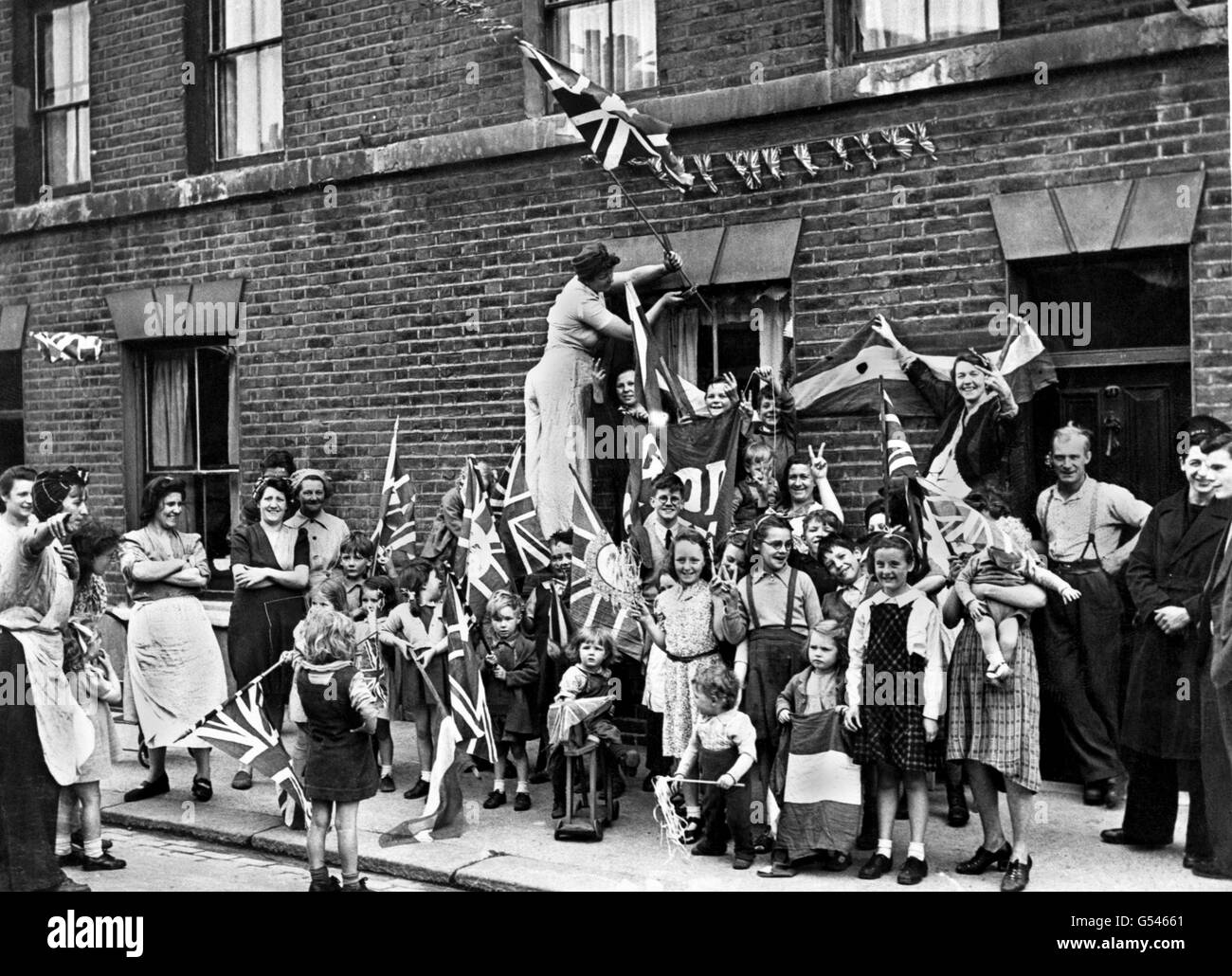 Zweiter Weltkrieg - British Empire - Heimatfront - VE Day - London - 1945 Stockfoto