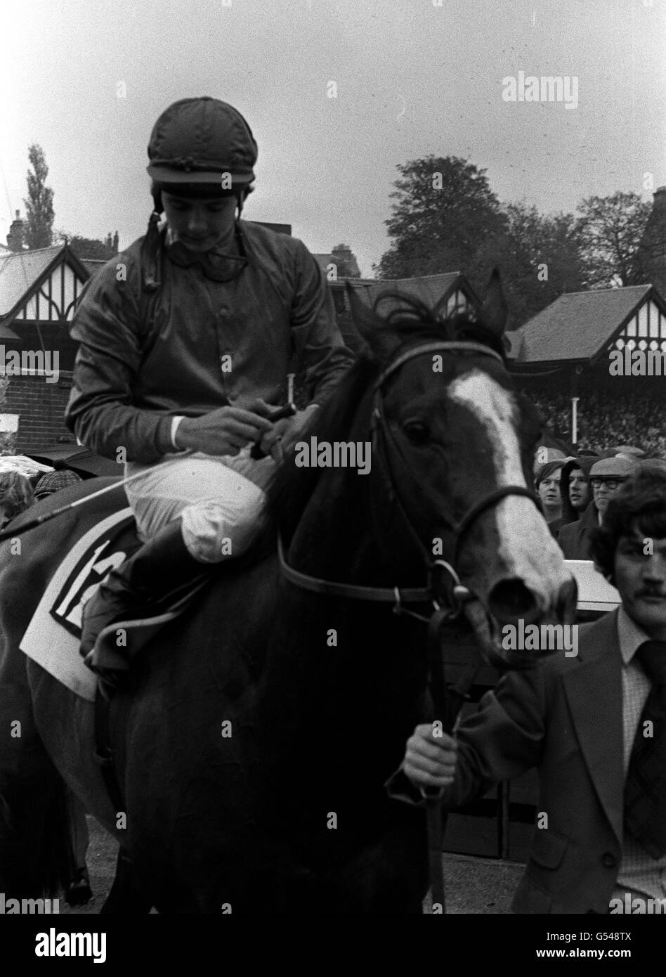 SHERGAR 1981: Walter Swinburn war kürzlich an Bord von Shergar in Chester. Er wird Partner des Favoriten bei Epsom im Derby. Stockfoto