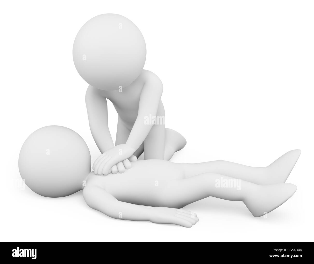 3D weiße Leute. Kardiopulmonalen Reanimation. CPR. Isolierten weißen Hintergrund. Stockfoto