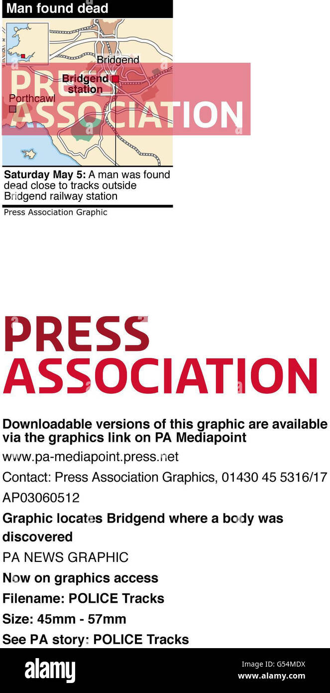 Grafik lokalisiert Bridgend, wo ein Körper entdeckt wurde Stockfoto