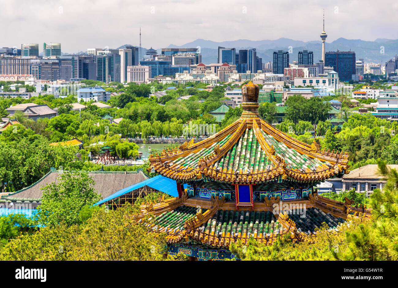 Blick auf die Stadt von Peking vom Jingshan park Stockfoto