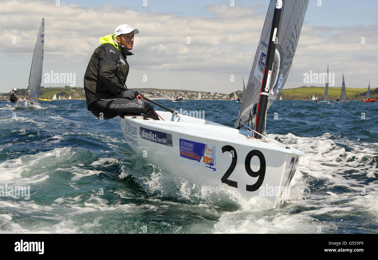 Segeln - Finn Gold Cup - Tag eins - Falmouth Stockfoto