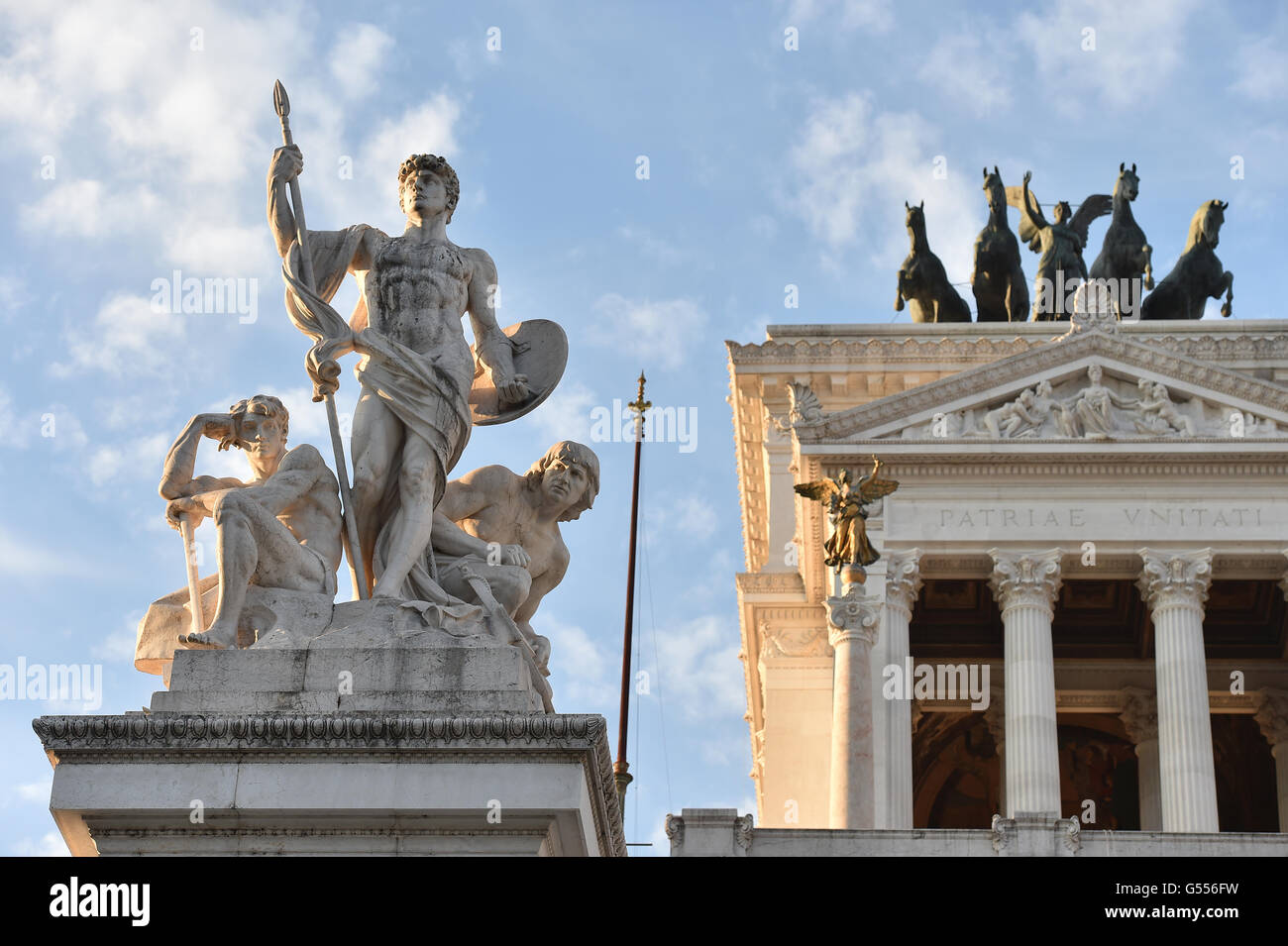 Die Statue. Vitoriano. Altare Della Patria Stockfoto