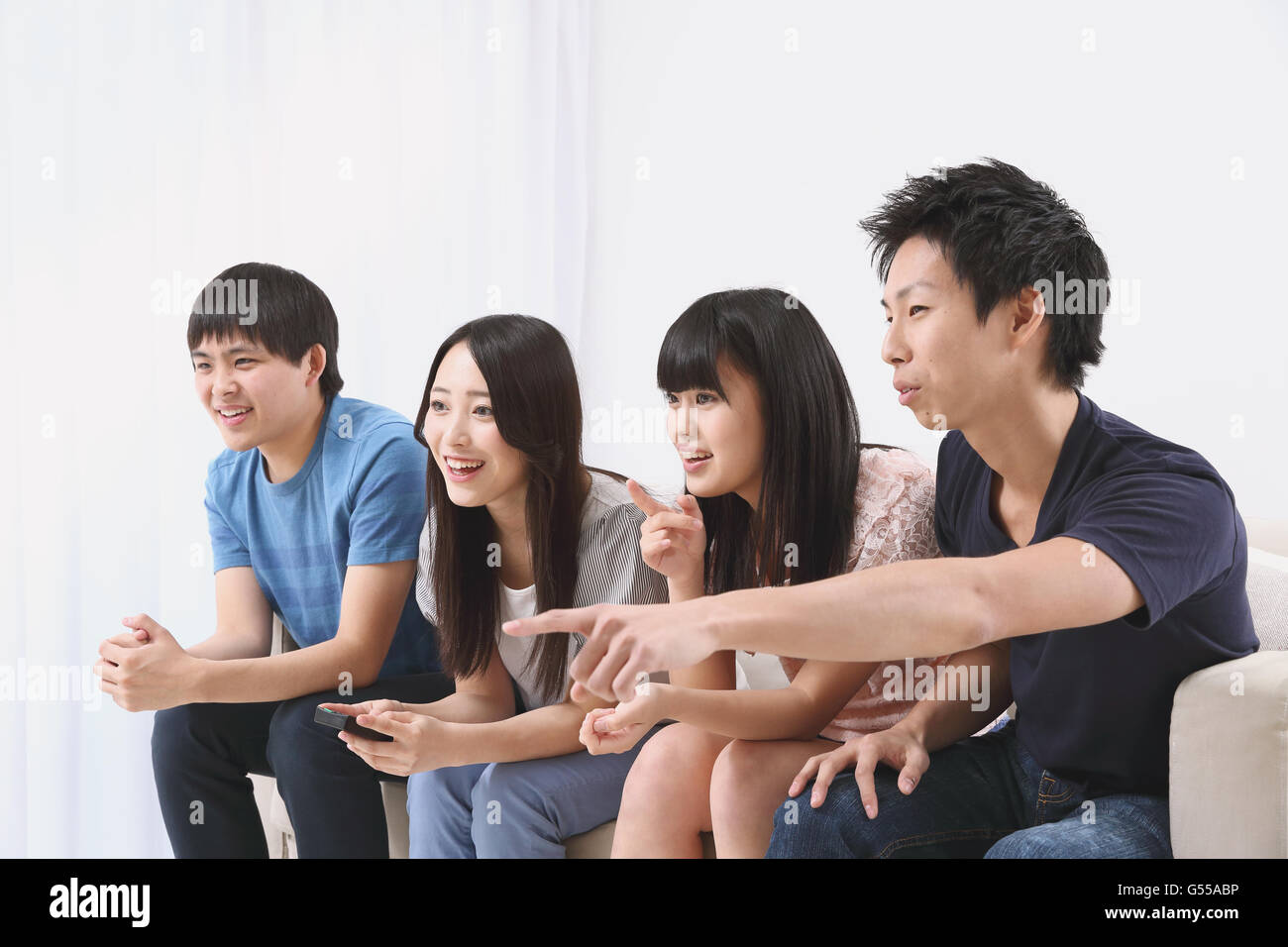 Gruppe von japanischen Verfechter im Wohnzimmer Stockfoto